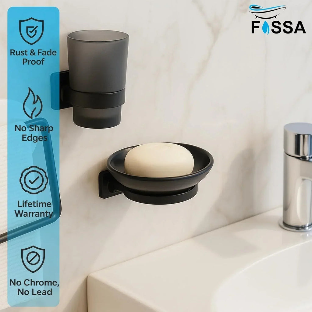 Ceramic Black Unbreakable Soap Dish  Round Glossy Finish (RB-121)-2