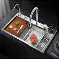 Smart Waterfall (37"x18"x10) Inch 304 Stainless Steel Kitchen Sink Silver-0